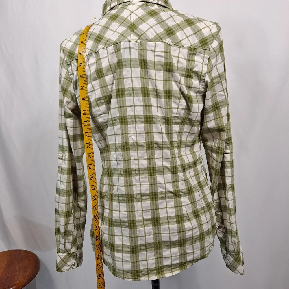 REI Green Plaid Snap Button Closure Long Sleeve Travel Shirt - Picture 4 of 9